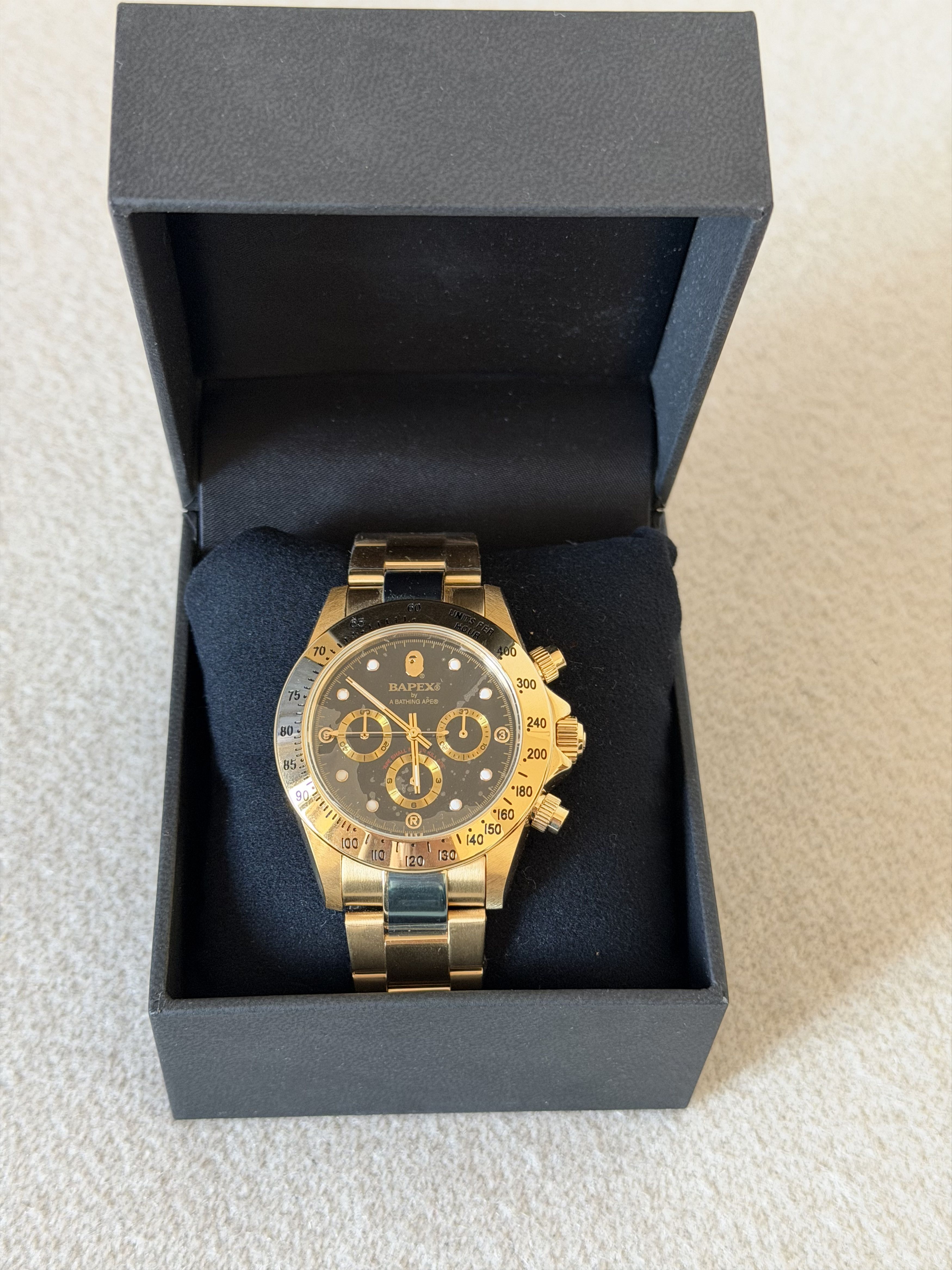 Bape Bapex Type 3 Watch in Gold with Black Dial