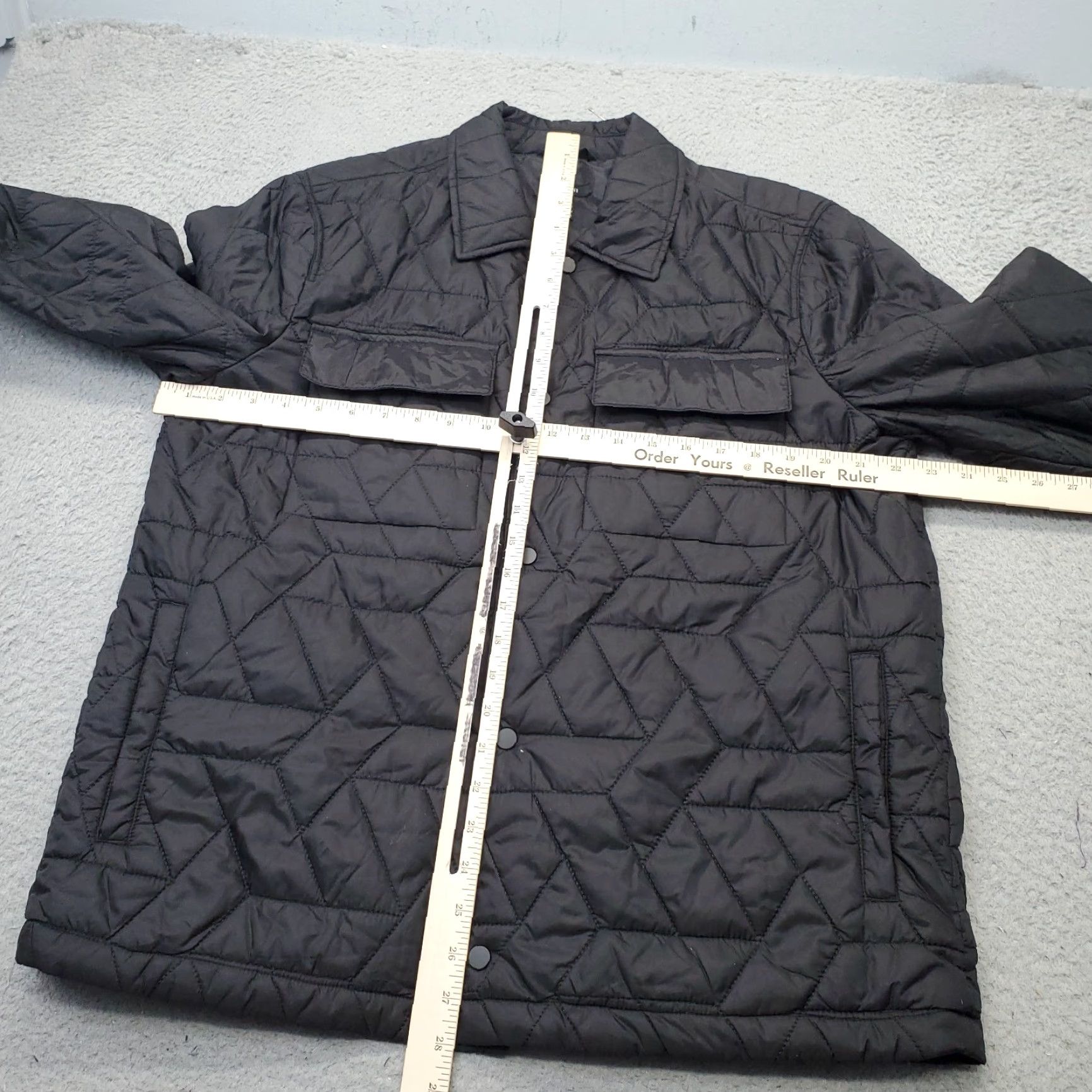 Alfani Alfani Quilted Shirt Jacket Mens M Black Packable Detail Chest Pocket Snap Front Size US M / EU 48-50 / 2 - 3 Thumbnail