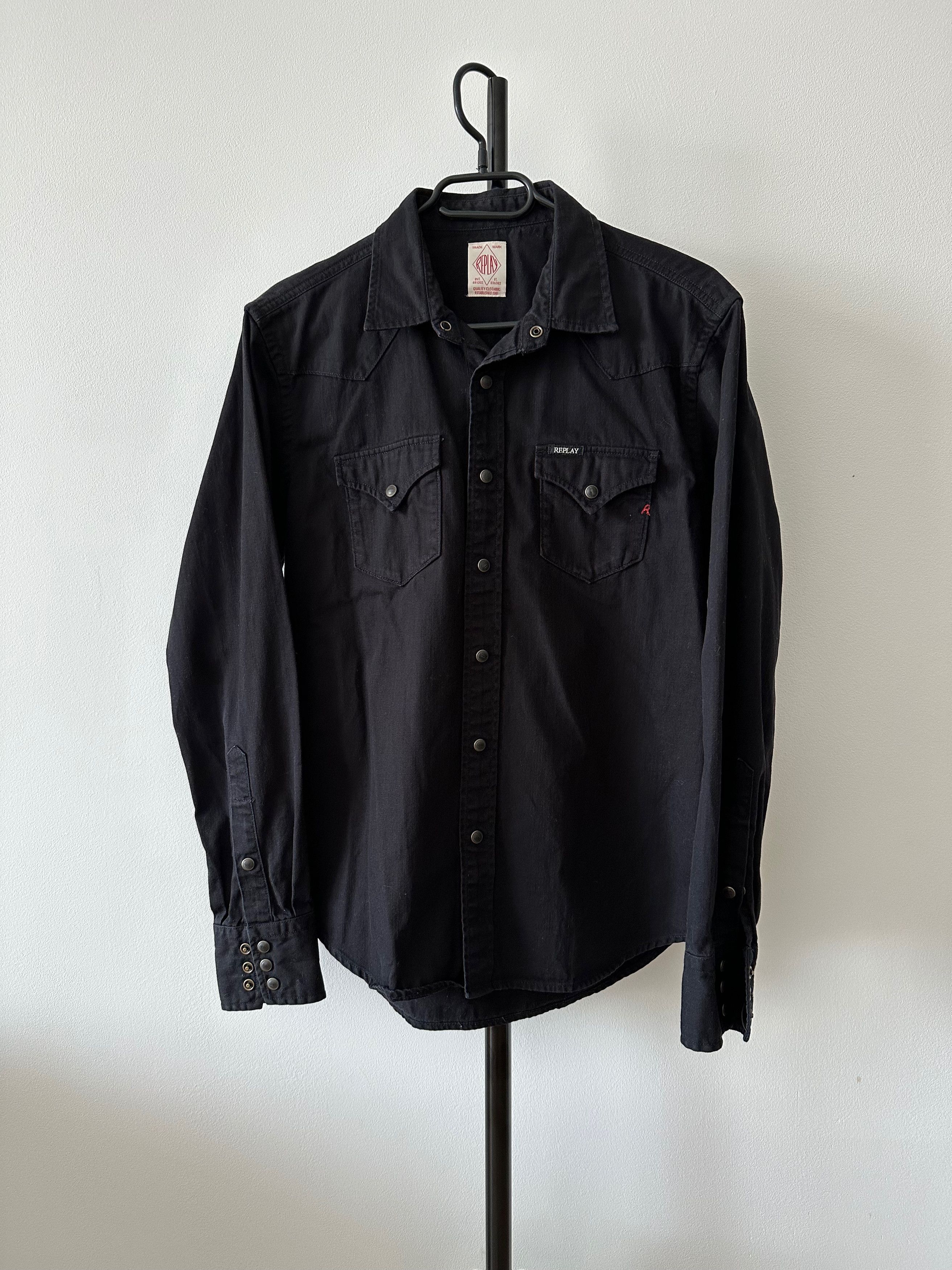 Replay Replay black denim snap button shirt Size US M / EU 48-50 / 2 - 1 Thumbnail