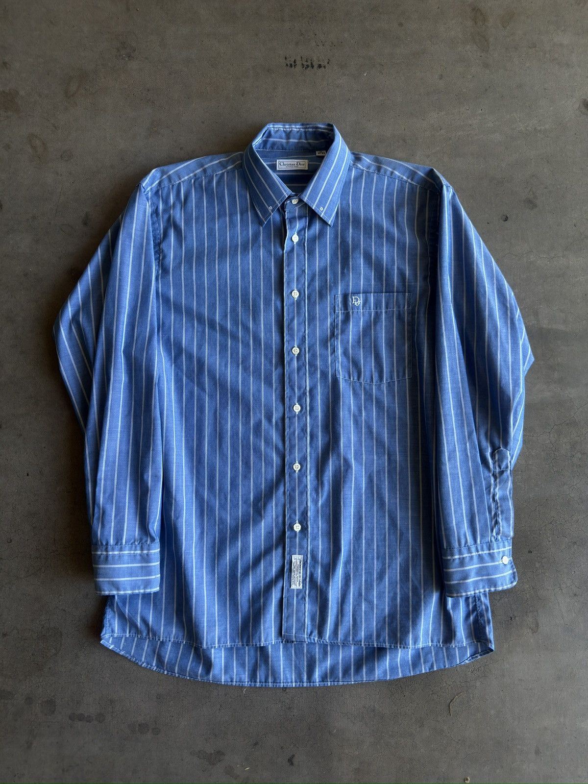 Christian Dior 80's Vintage Blue Striped Button Down