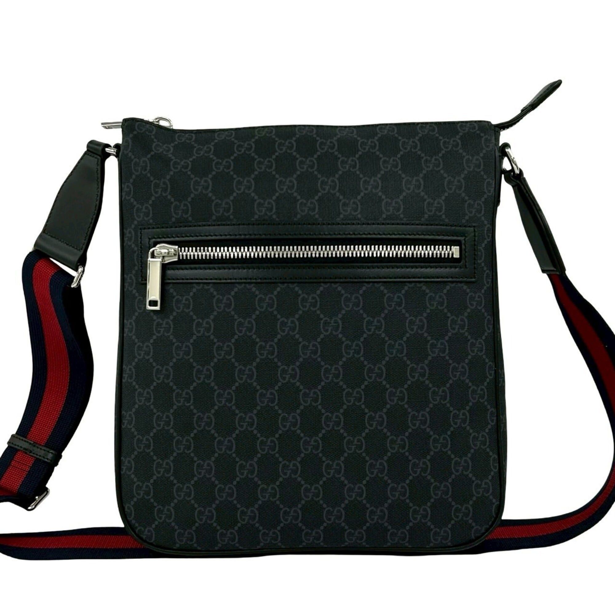 Gucci GUCCI Sherry Line GG Supreme Logo Pattern Leather Shoulder Bag Tote Black Navy Red 39987 Size ONE SIZE - 1 Thumbnail