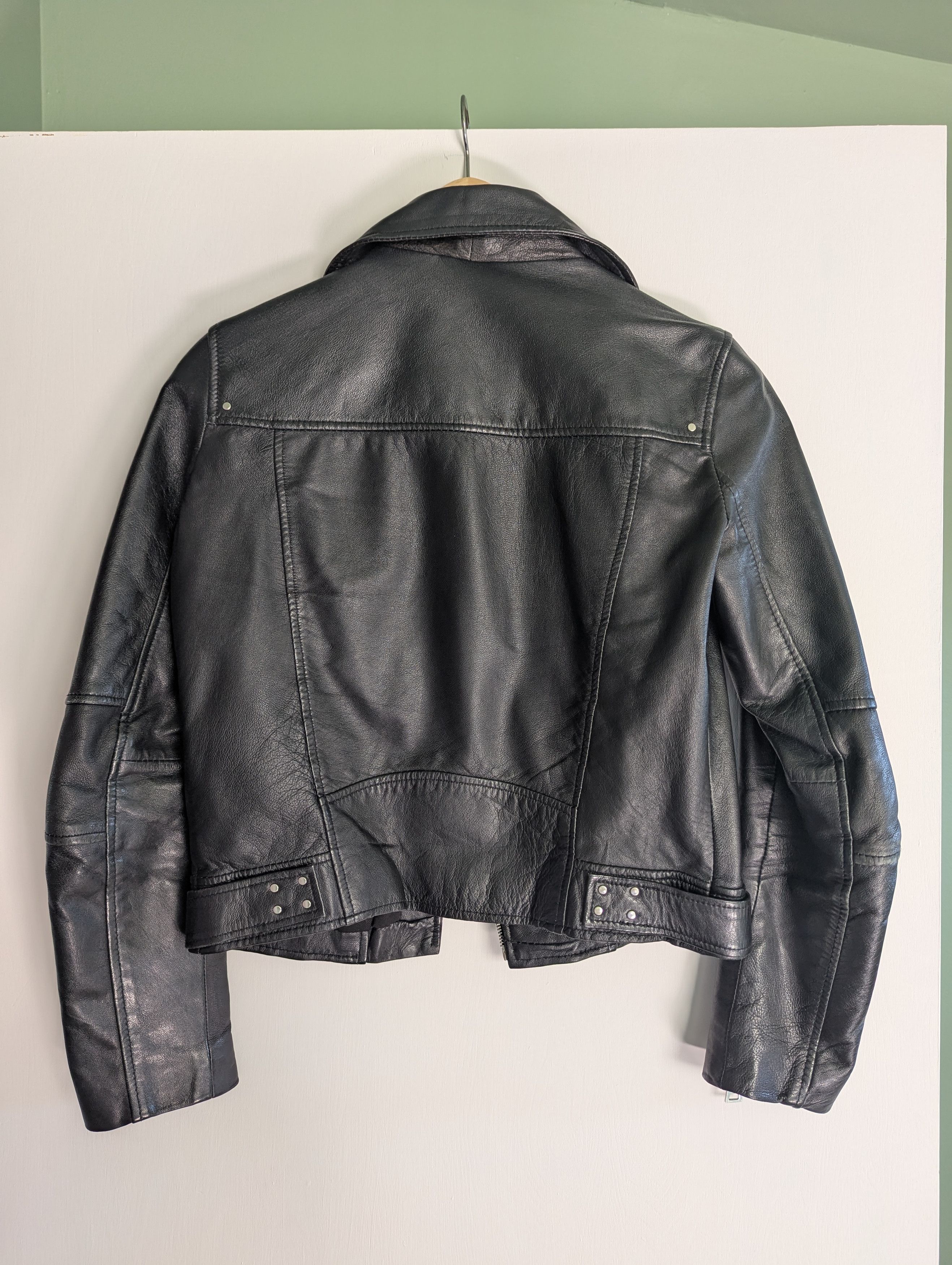 Zara Genuine Black Leather Moto/Biker Jacket
