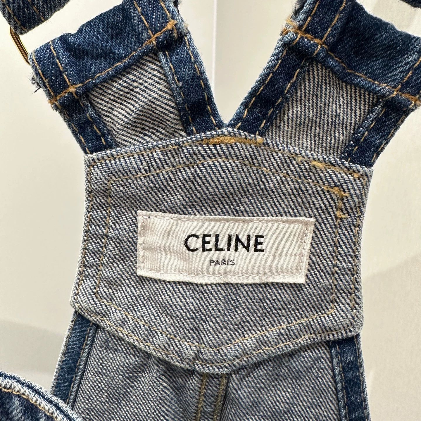 Celine Celine apr16 Gold Buckle Denim Susp Skirt L Cotton Size 28" / US 6 / IT 42 - 3 Thumbnail