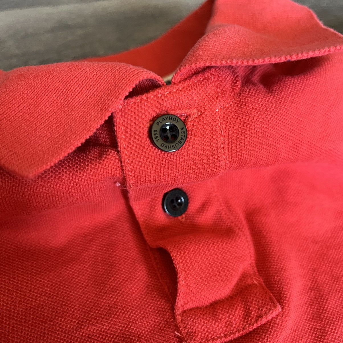 Playboy × Vintage Vintage 1990s Playboy Bunny Rabbit Head Logo Polo Shirt Red Size US L / EU 52-54 / 3 - 7 Thumbnail