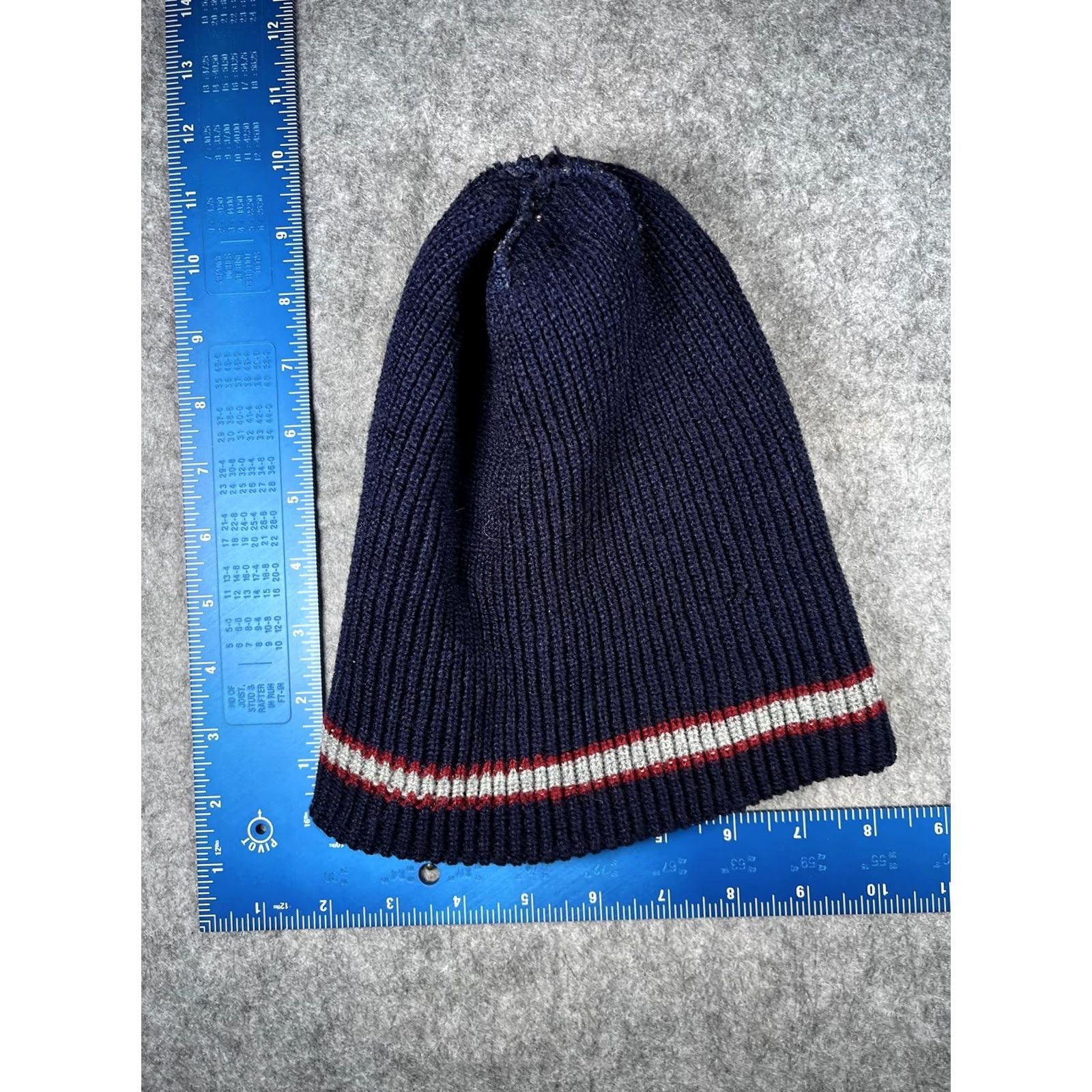 Vintage Beanie Mens Knit Hat Striped Blue One Size Cuffed Winter Warm Stretch Casual Nightwear Size ONE SIZE - 5 Thumbnail