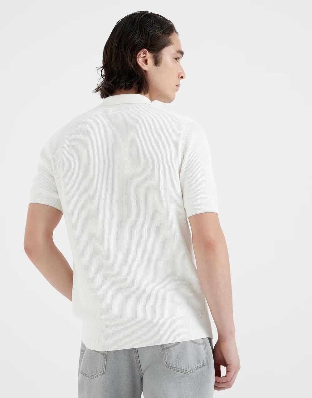 Brunello Cucinelli Polo Sweater in Open White Size US S / EU 44-46 / 1 - 2 Thumbnail