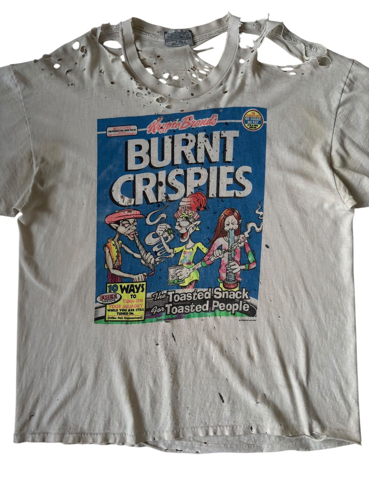 Vintage THRASHED Vintage 90s Burnt Crispy’s Distressed Tee Shirt Size US XL / EU 56 / 4 - 5 Thumbnail