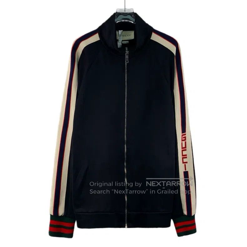 Gucci Gucci Black side striped logo stand-up collar zipper long- Size US L / EU 52-54 / 3 - 1 Thumbnail