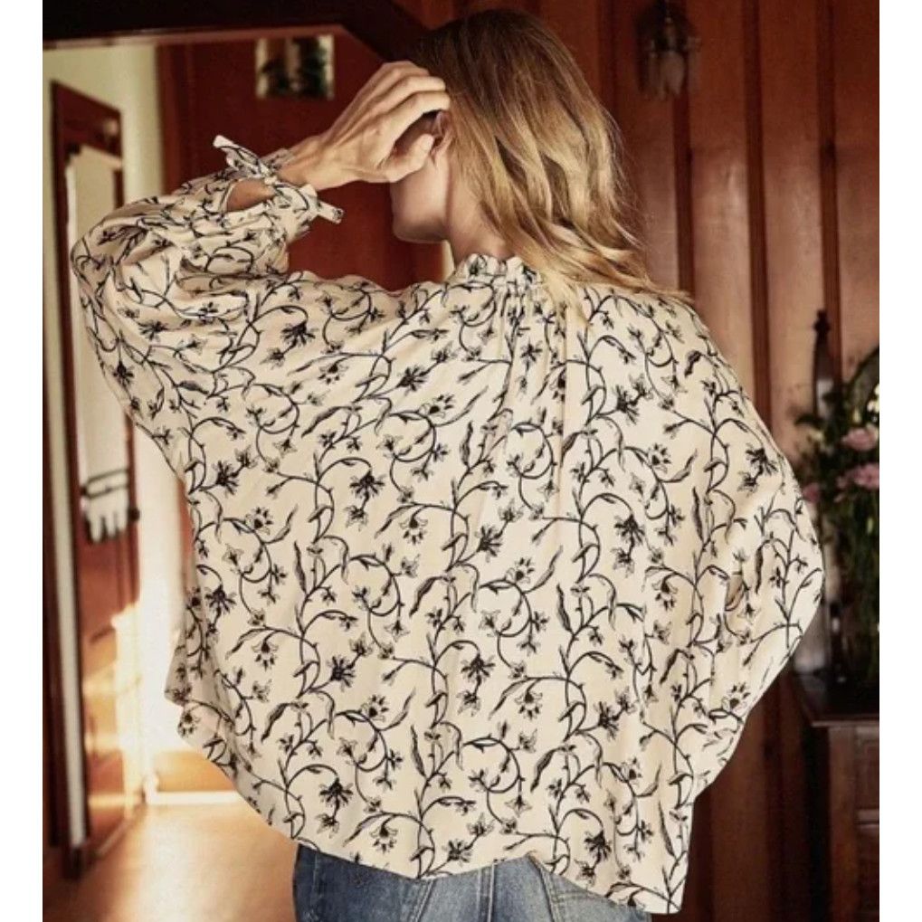 DOEN Doen floral ruffle collar tie sleeve button up top Size Sm Size S / US 4 / IT 40 - 2 Thumbnail