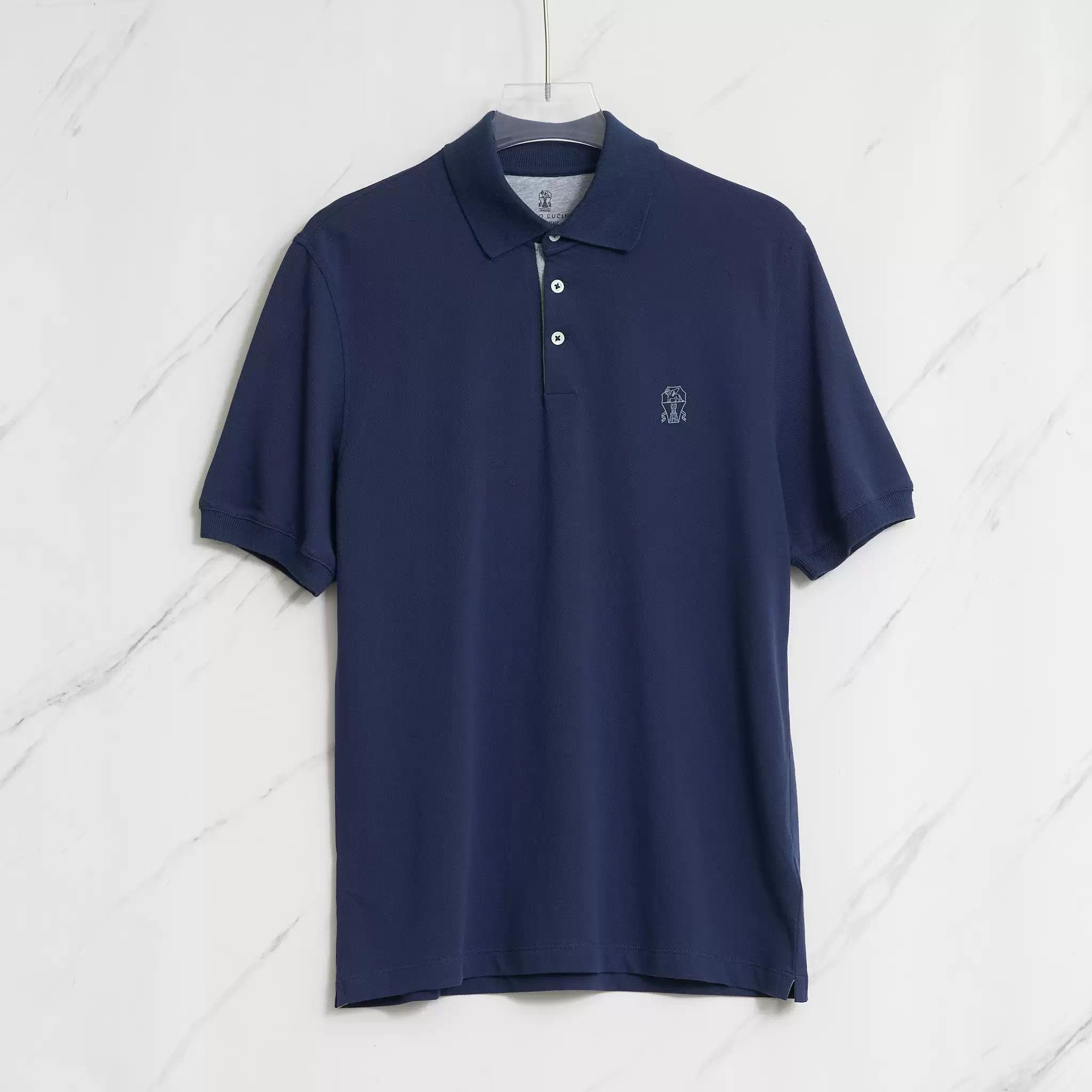 Brunello Cucinelli Brunello Cucinelli Men's Navy Printed Polo Size US M / EU 48-50 / 2 - 1 Thumbnail