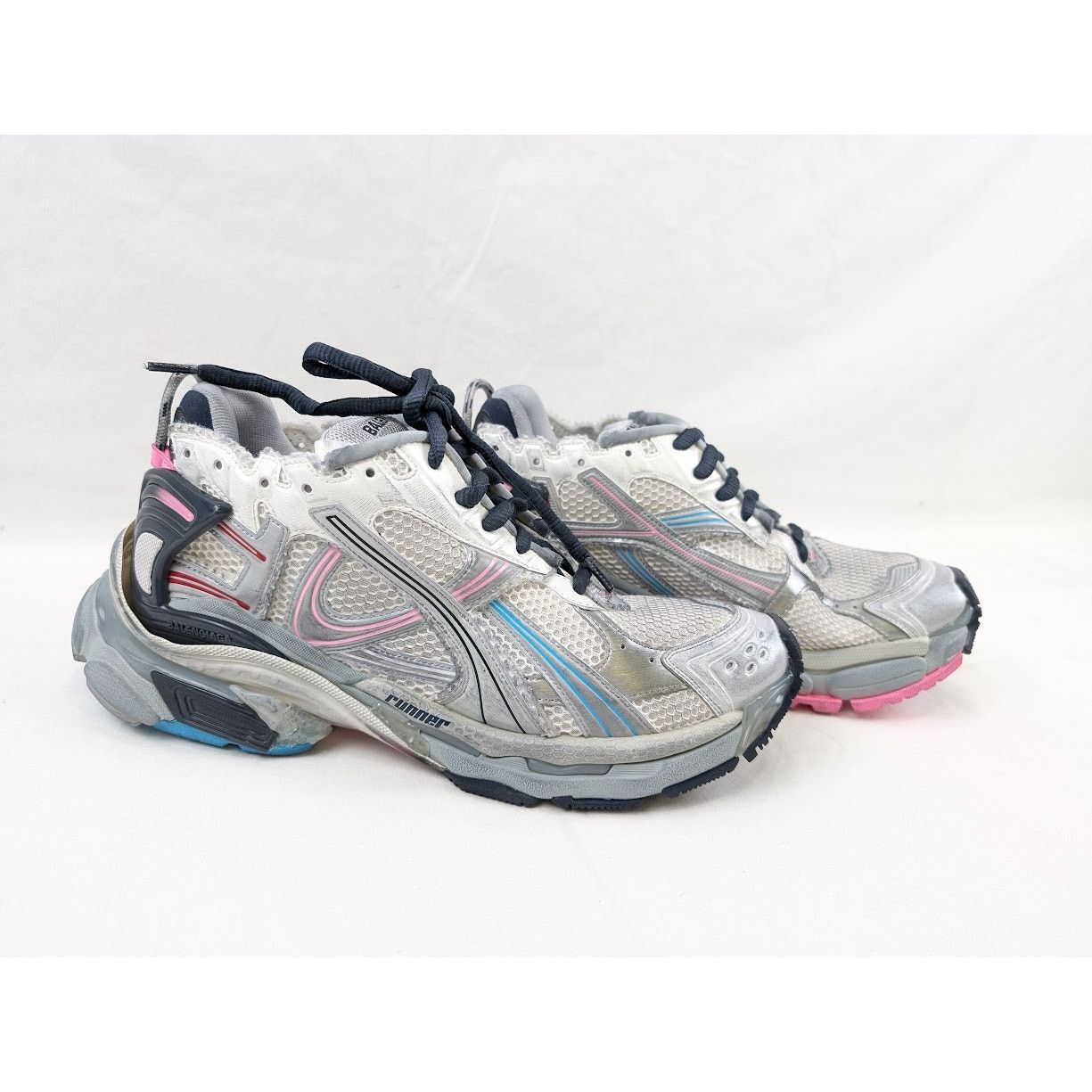 Balenciaga o1rshd1 Mesh Rubber Runners in Eggsh/Grey/Pink/Blue Size US 12 / EU 45 - 13 Thumbnail