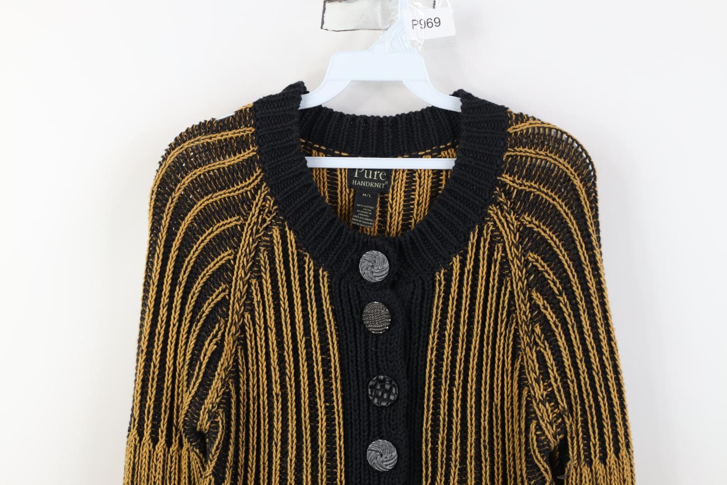 Vintage Vintage 90s Streetwear Hand Knit Ribbed Cardigan Sweater Size M / US 6-8 / IT 42-44 - 2 Thumbnail