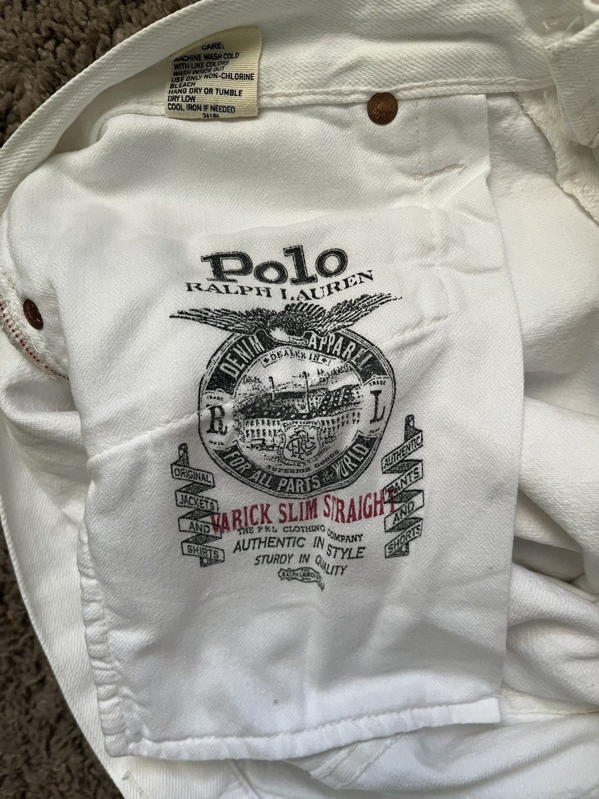 Polo Ralph Lauren White Ralph Lauren Slim Straight Jeans Size US 32 / EU 48 - 3 Thumbnail