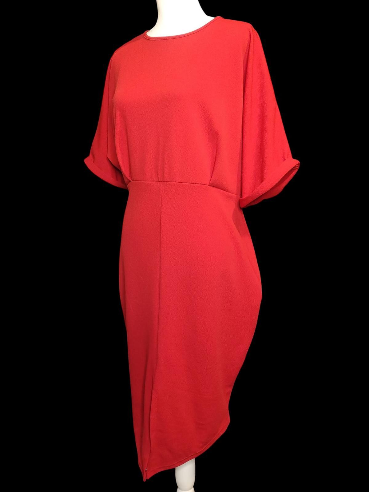 Boohoo Boohoo Women's Red Midi Dress with Short Sleeves Size XXL / US 16-18 / IT 52-54 - 5 Thumbnail