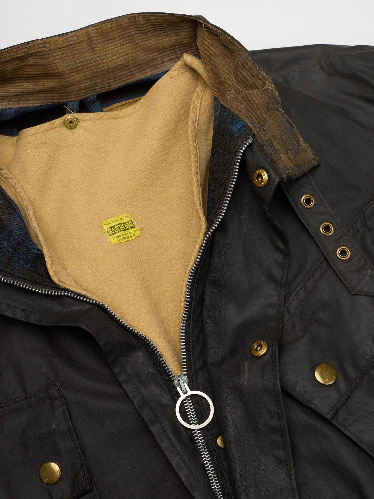 Barbour Vintage 1970's BARBOUR One Crest Black Motorcycle Wax Jacket Size US L / EU 52-54 / 3 - 7 Thumbnail