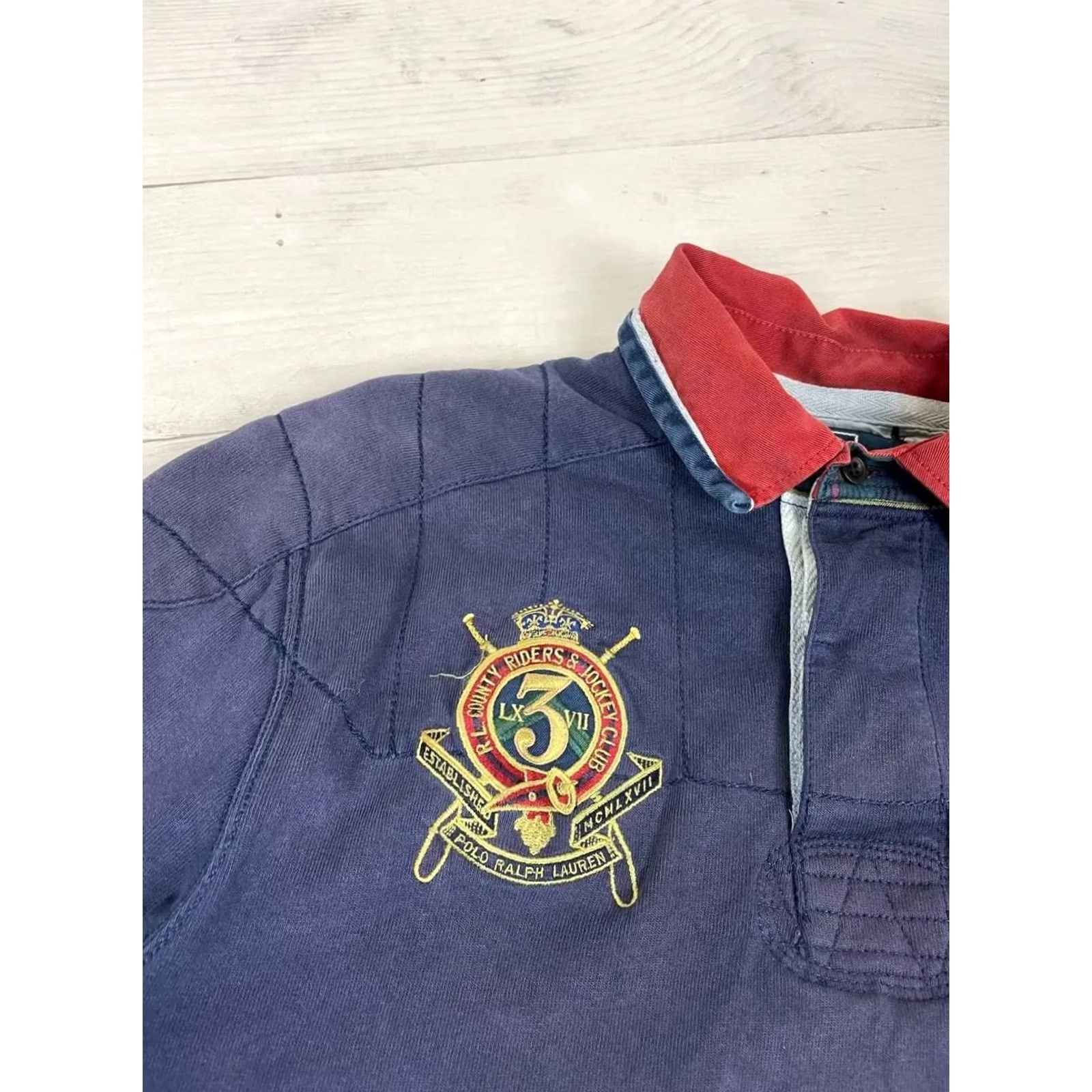 Polo Ralph Lauren VINTAGE Polo Ralph Lauren Polo Big Pony Rugby Shirt L Men Blue Regular Knit Cotton Long Sleeve with Logo Size US L / EU 52-54 / 3 - 7 Thumbnail