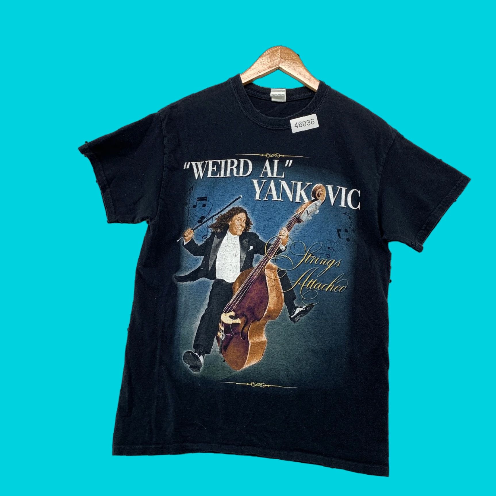 Gildan Weird Al Yankovic Shirt Mens Medium Black Strings Attached Tour Funny Shirt Size US M / EU 48-50 / 2 - 1 Thumbnail