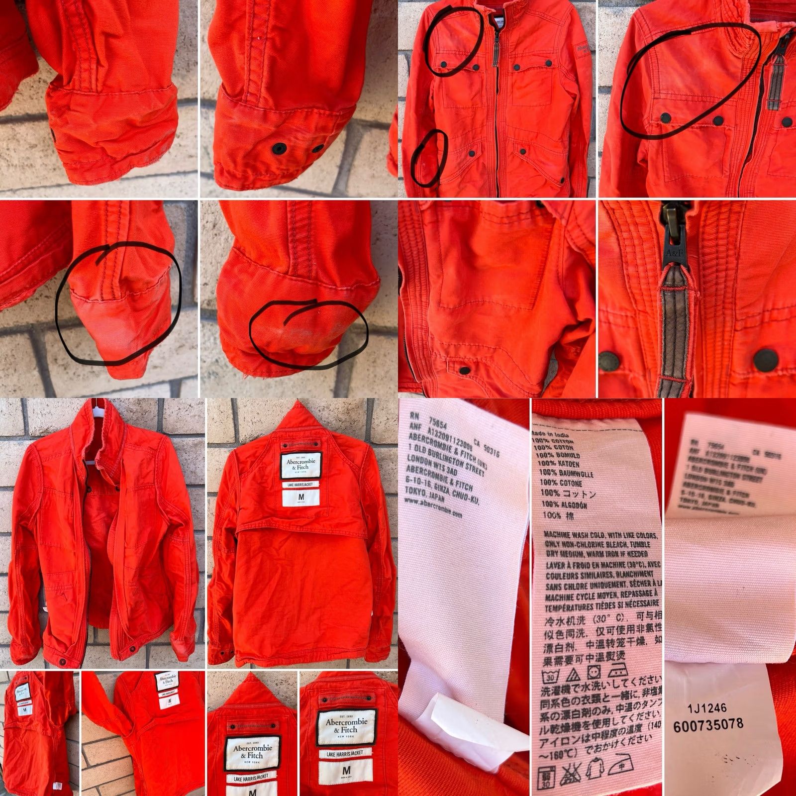 Abercrombie & Fitch Abercrombie & Fitch Orange Military Moto Utility Jacket Mens M Size US M / EU 48-50 / 2 - 8 Thumbnail