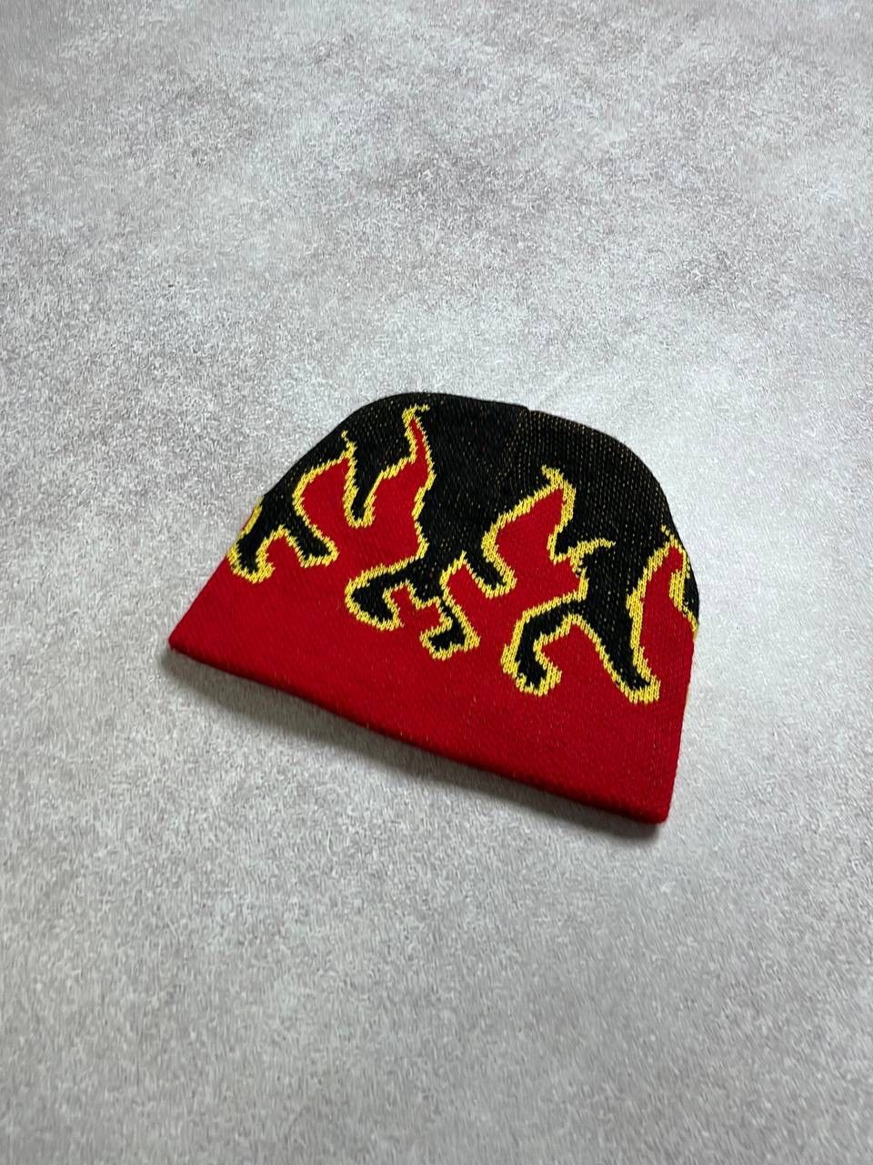 Other VINTAGE FIRE FLAMES Y2K KNIT BEANIE HAT OS Size ONE SIZE - 3 Thumbnail