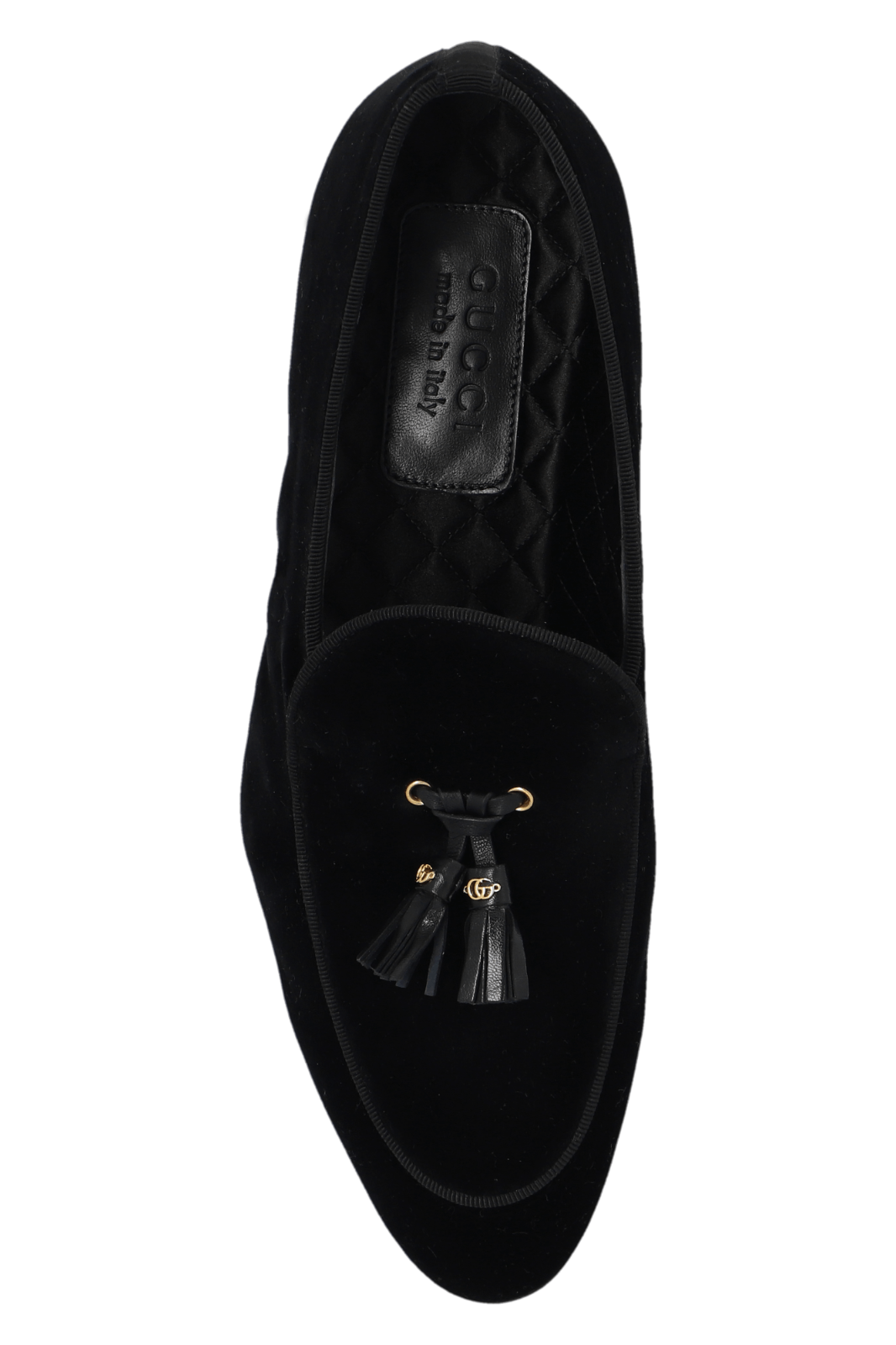 GUCCI Men's Black Velvet Tassel Loafers New Authentic