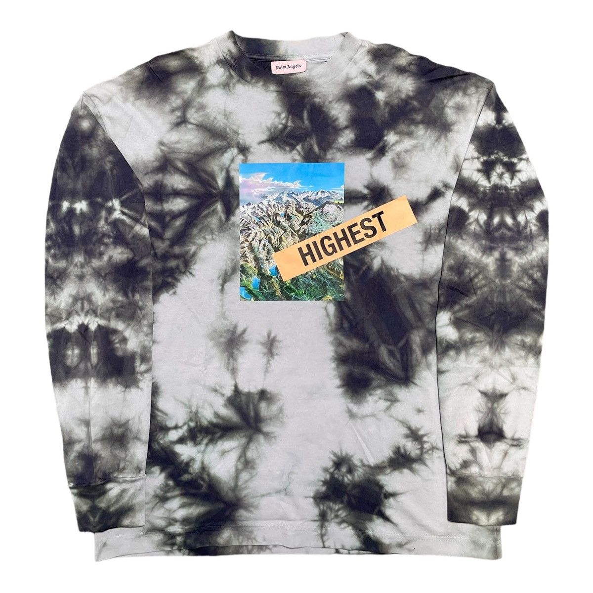 image of Palm Angels Yosemite Highest Long Sleeve Tee Shirt Tie Dye, Men's (Size XL)