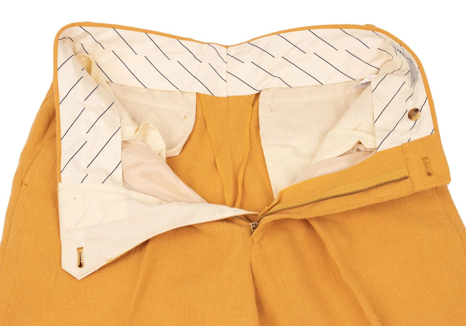 Issey Miyake Linen Two-Tuck Pants in Mustard, Size M Size US 38 / EU 54 - 8 Thumbnail