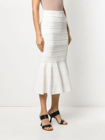 Alexander McQueen o1y0325 Midi Skirt in White Size 32" / US 10 / IT 46 - 3 Thumbnail