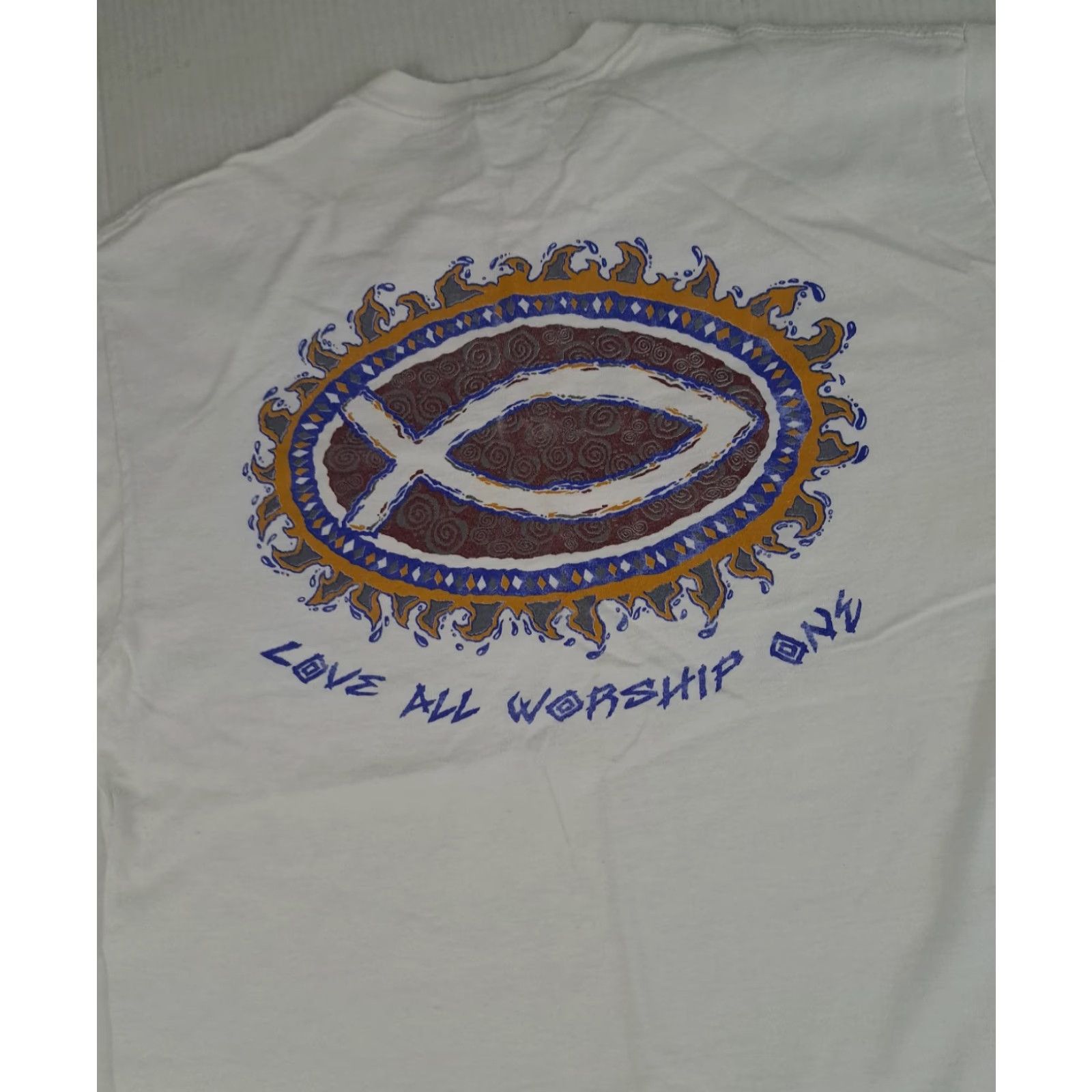 Delta VINTAGE Delta Pro Weight Love All Worship One X-Large White Printed T-Shirt Delta Size US XL / EU 56 / 4 - 5 Thumbnail