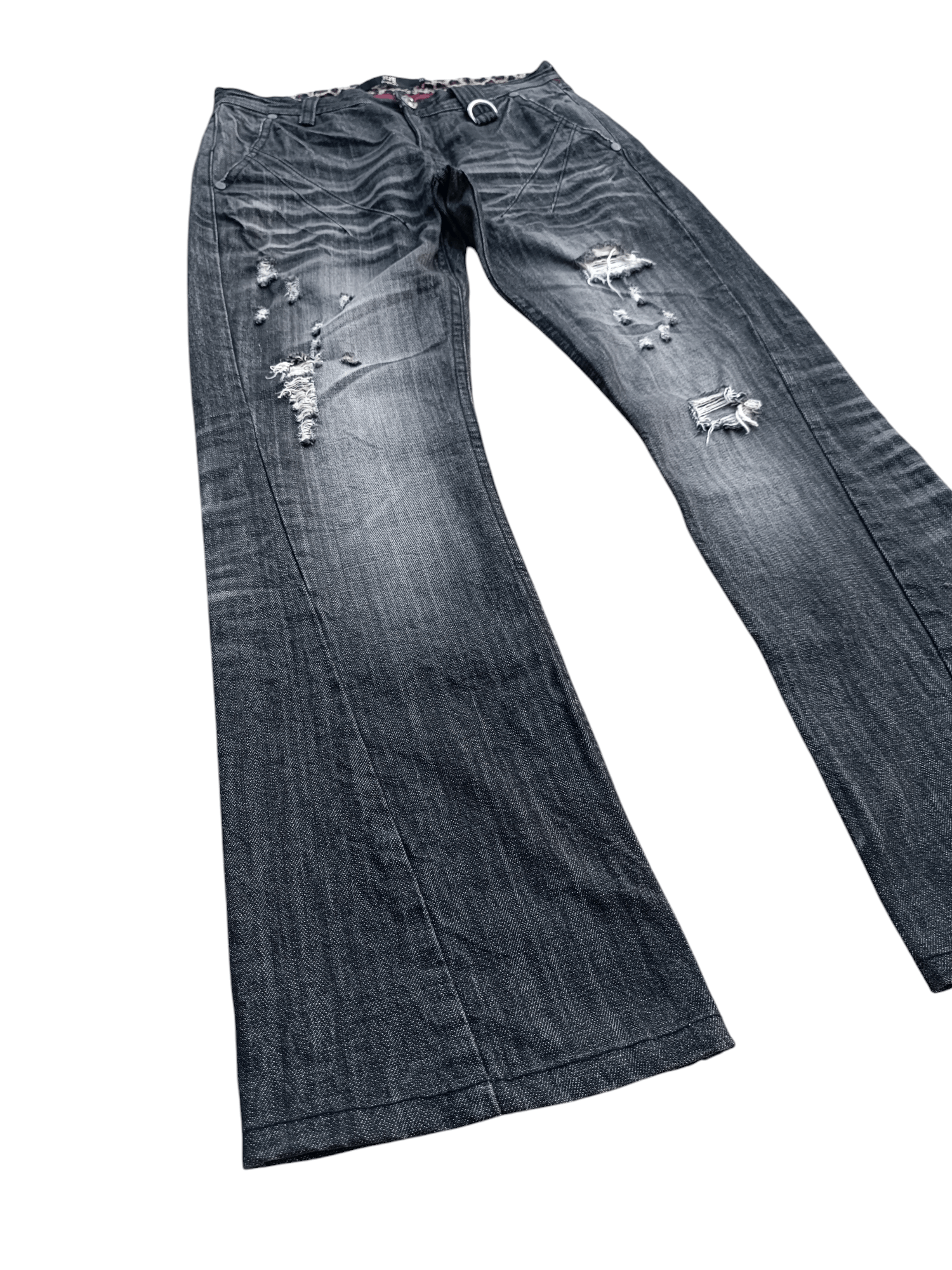 Japanese Brand RARE💥JAPANESE BRAND DENIM FLARE DISTRESED EMBROIDERY JEANS Size US 29 - 1 Thumbnail