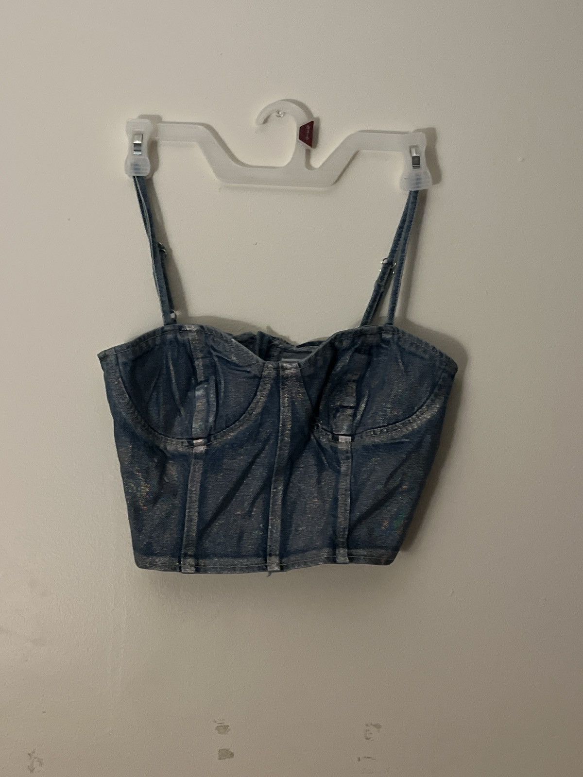 Forever 21 Denim Cropped Cami Top Size S / US 4 / IT 40 - 1 Thumbnail
