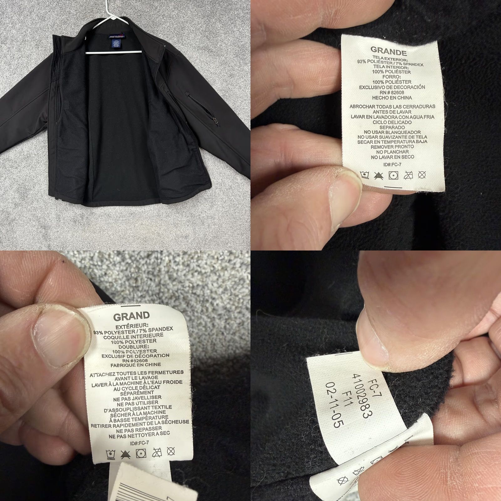 Free Country Free Country Jacket Windbreaker L Mens Black Softshell Zip Pockets Trekking Outdoor Fall Winter Size US L / EU 52-54 / 3 - 9 Thumbnail