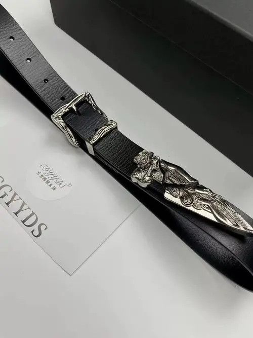Leather Western Sword Belt – Carved Blade Detail, Y2K Style Size ONE SIZE - 3 Thumbnail