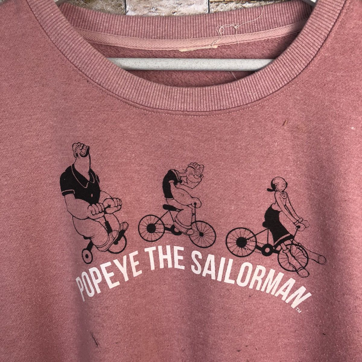 Disney × Japanese Brand Popeye The Sailmon Pink vintage cartoon Sweatshirt #A197 Size US L / EU 52-54 / 3 - 9 Thumbnail