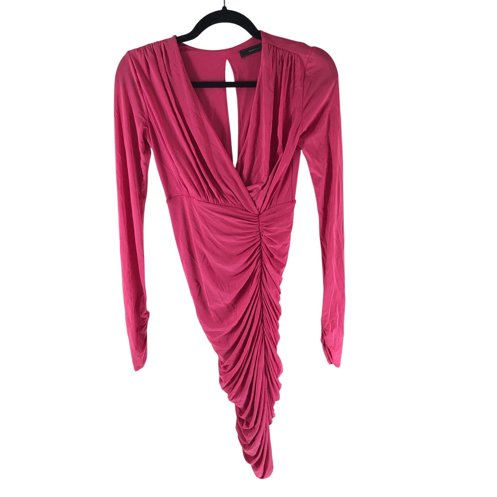 Bcbgmaxazria BCBGMaxAzria Bodycon Dress Long Sleeve Ruched Midi Open Back Size XS / US 0-2 / IT 36-38 - 1 Thumbnail