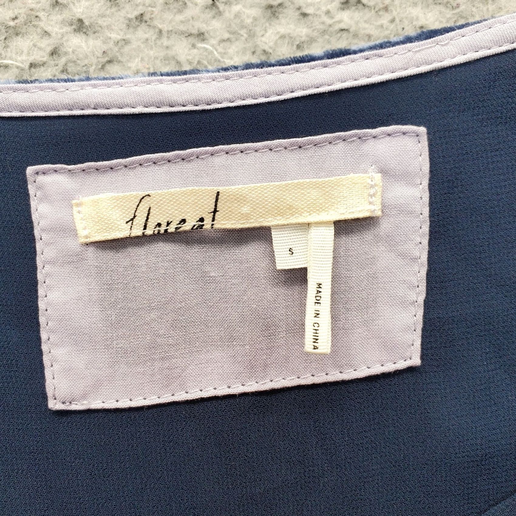 Velour Floreat Shift Dress Womens Size S Blue Velour Lined Short Sleeve Boat Neck Pocket Size 28" / US 6 / IT 42 - 5 Thumbnail