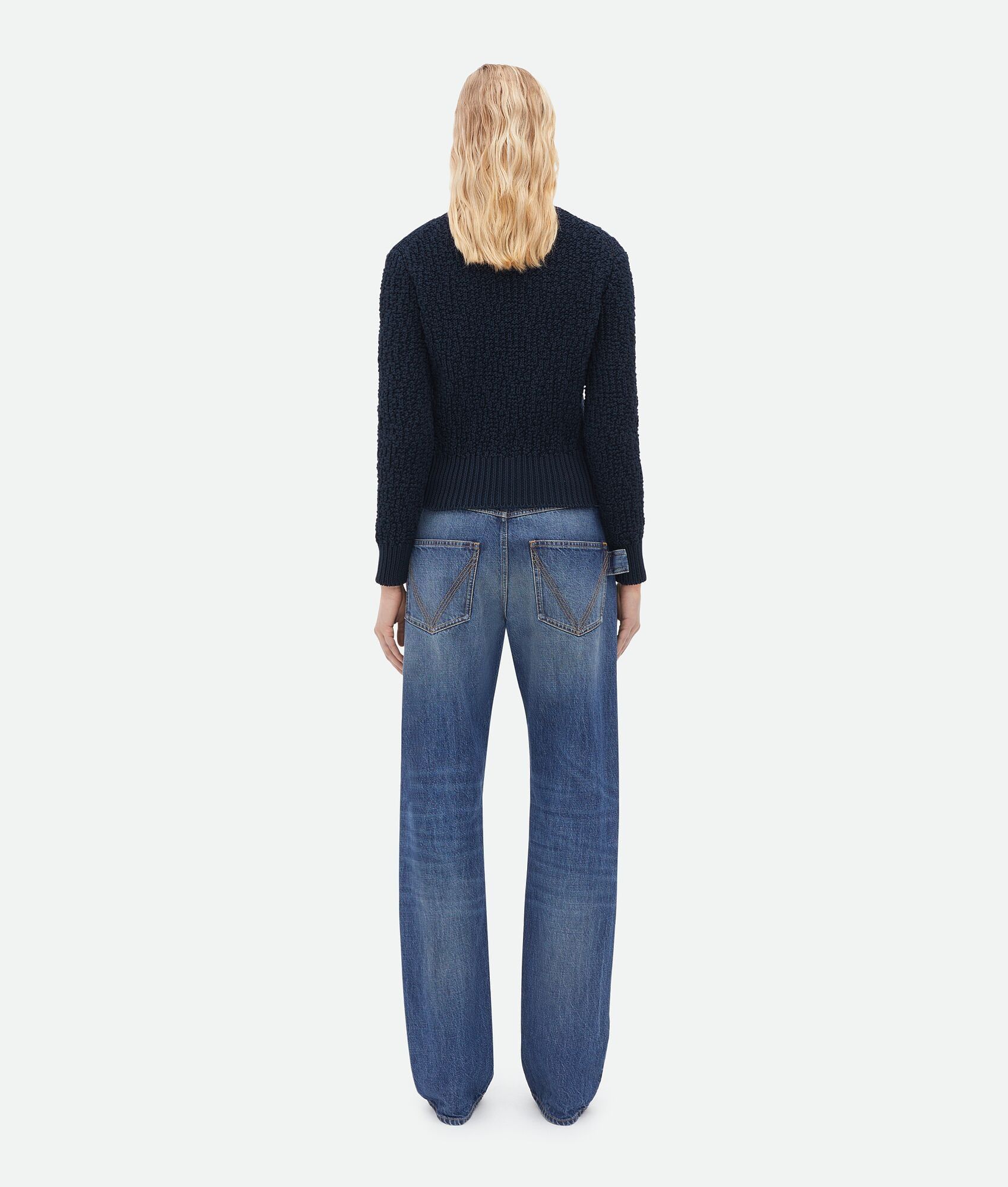 Bottega Veneta o1n1vont0525 Relaxed Fit Heavy Cotton Jumper Midnight Blue Size L / US 10 / IT 46 - 3 Thumbnail
