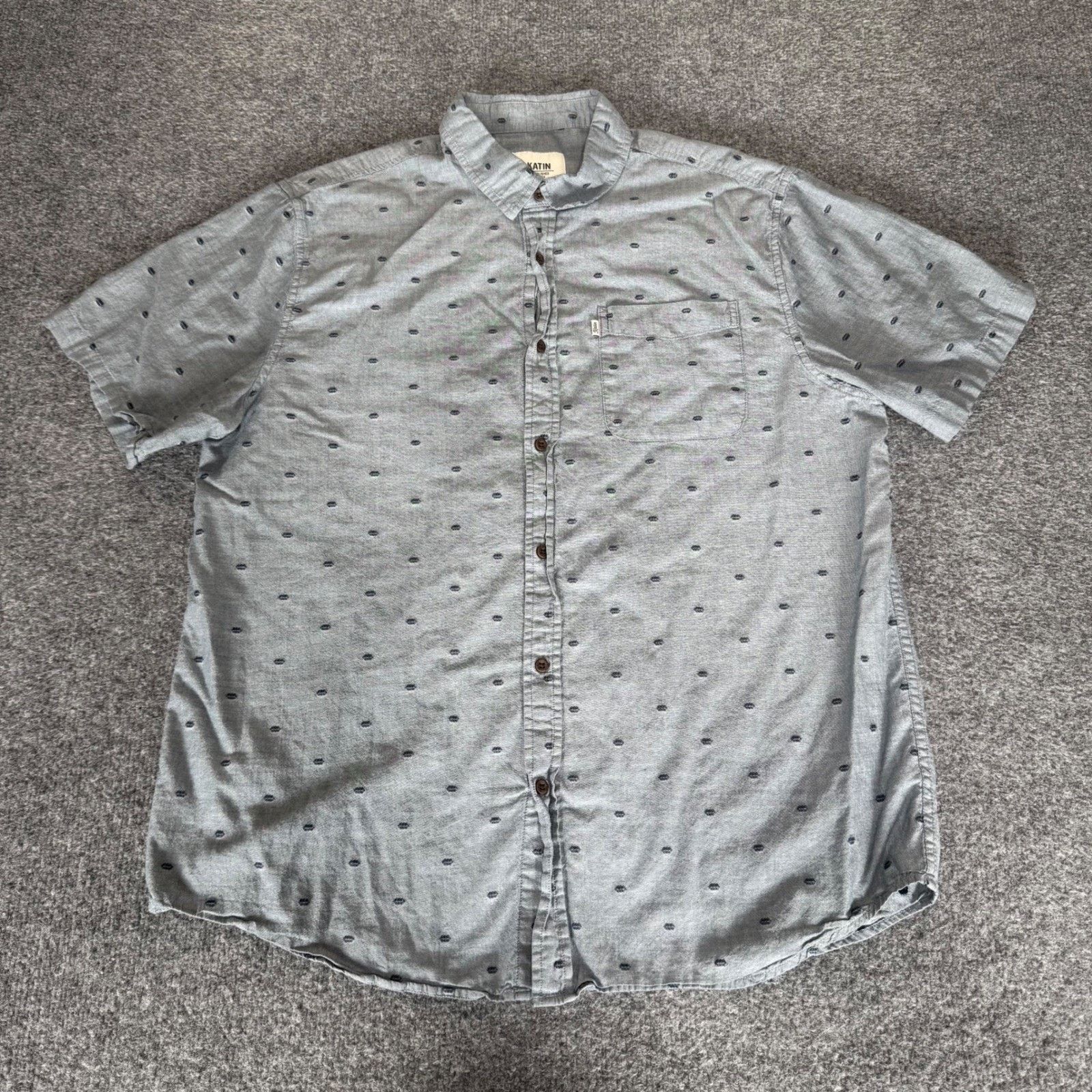 Katin Katin Men Large Gray Short Sleeve Button Up Shirt Surf Beach Size US L / EU 52-54 / 3 - 1 Thumbnail