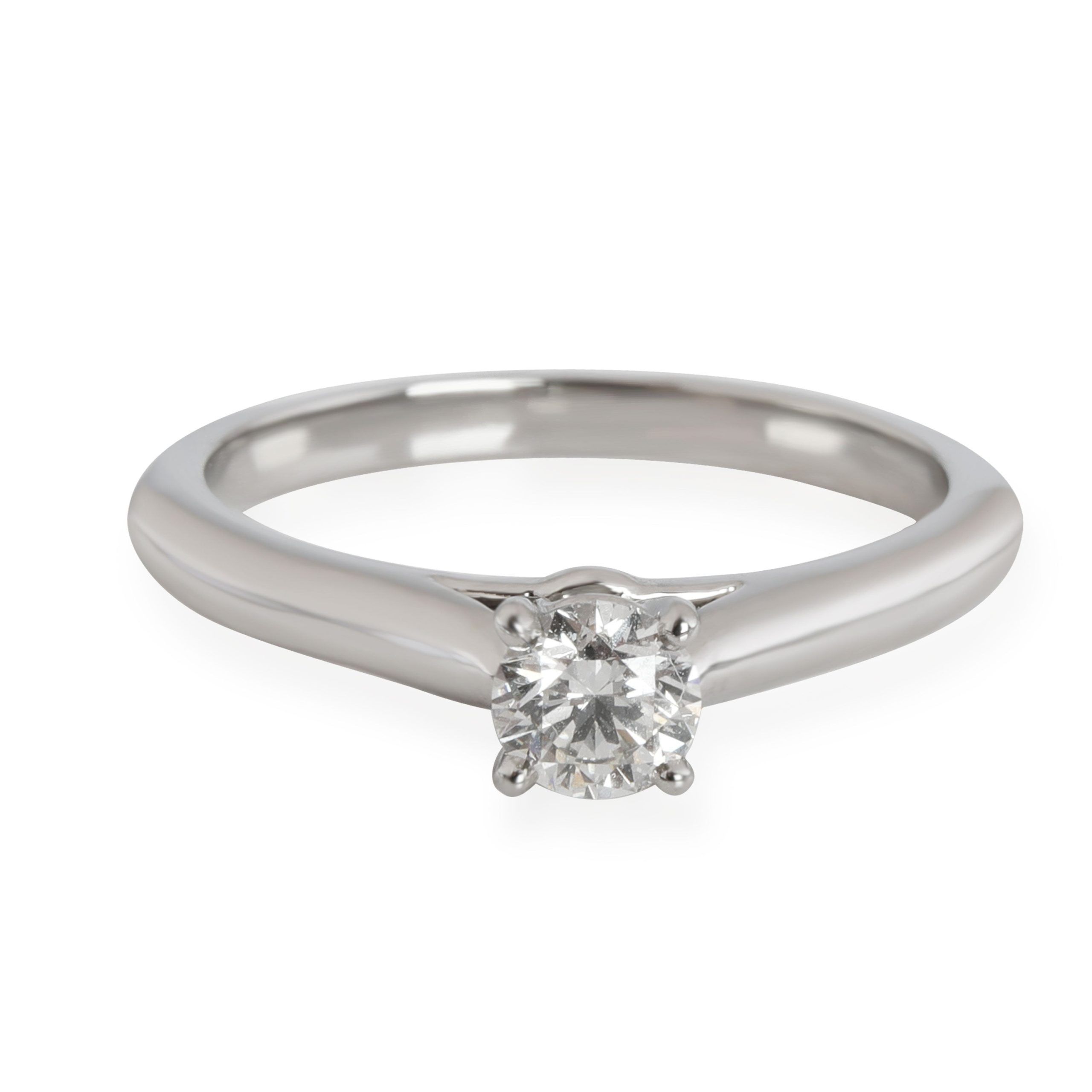 image of Cartier 1895 Diamond Engagement Ring In Platinum H Vvs1 0.3 Ct in Silver, Women's