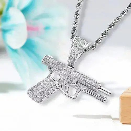 Other Iced Out Bling Pistol Pendant Necklace Size ONE SIZE - 3 Thumbnail