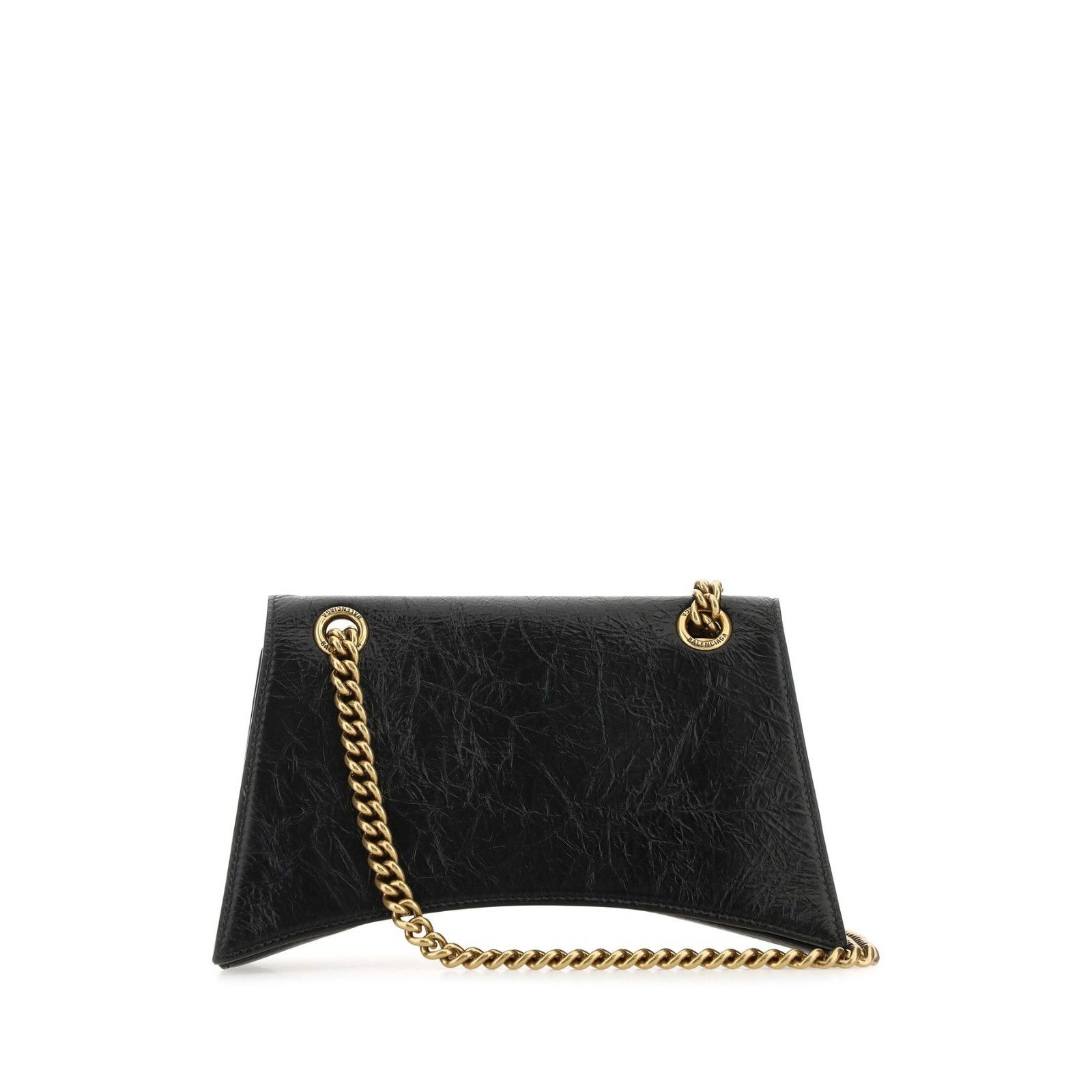 BALENCIAGA Crush Creased Effect Small Gold / Black Leather S