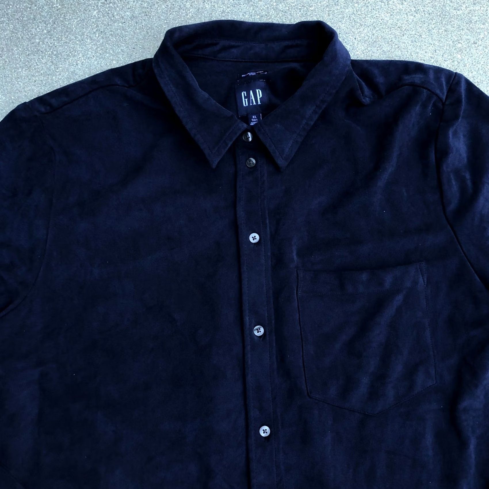 Gap GAP Button-Up Shirt Women XL Tall Faux Leather Long Sleeve Blue Suede Button Down Size XL / US 12-14 / IT 48-50 - 2 Thumbnail