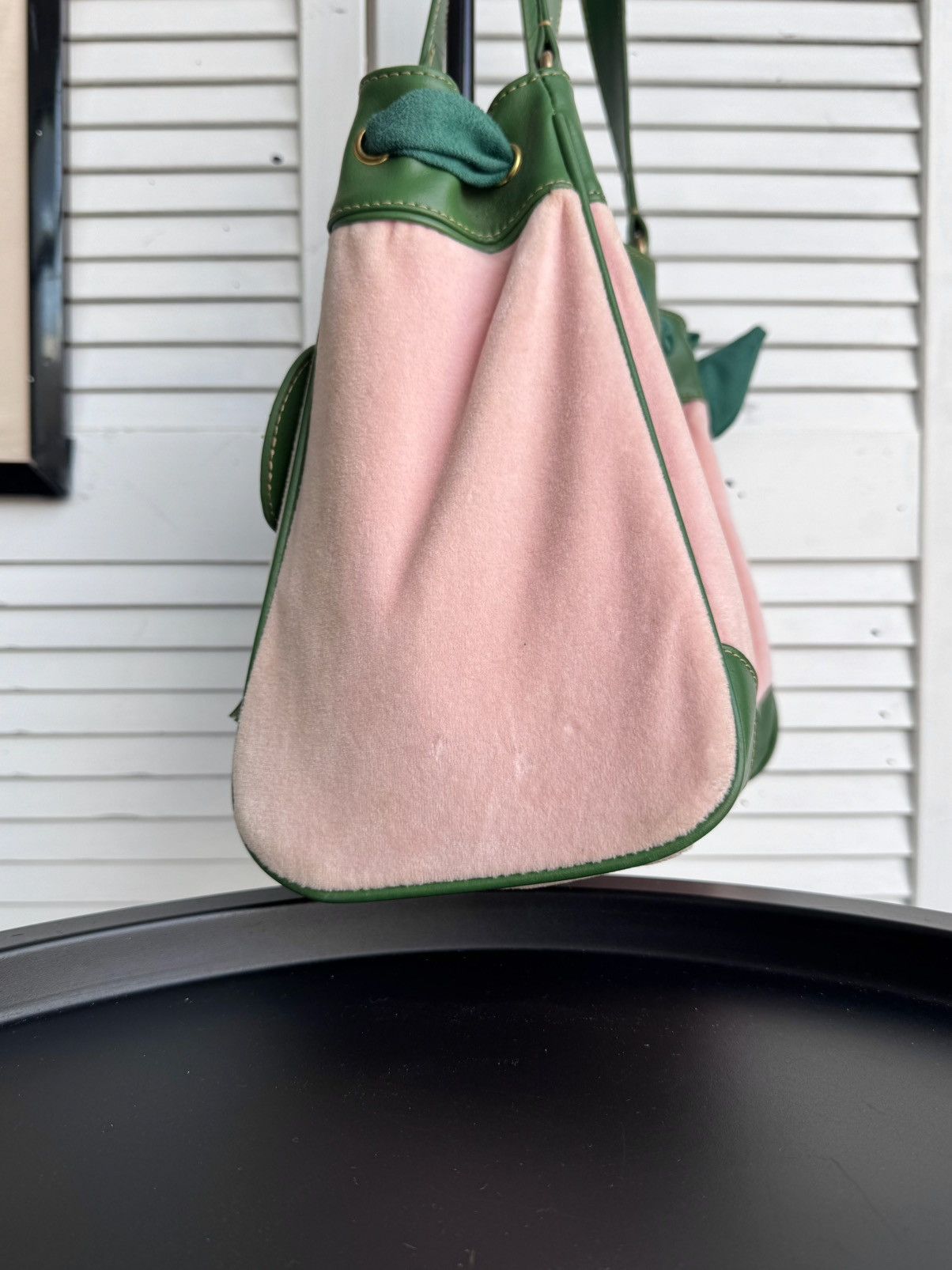 Juicy Couture Vintage Juicy Couture Daydreamer Velour Tote Bag Pink Green Size ONE SIZE - 9 Thumbnail