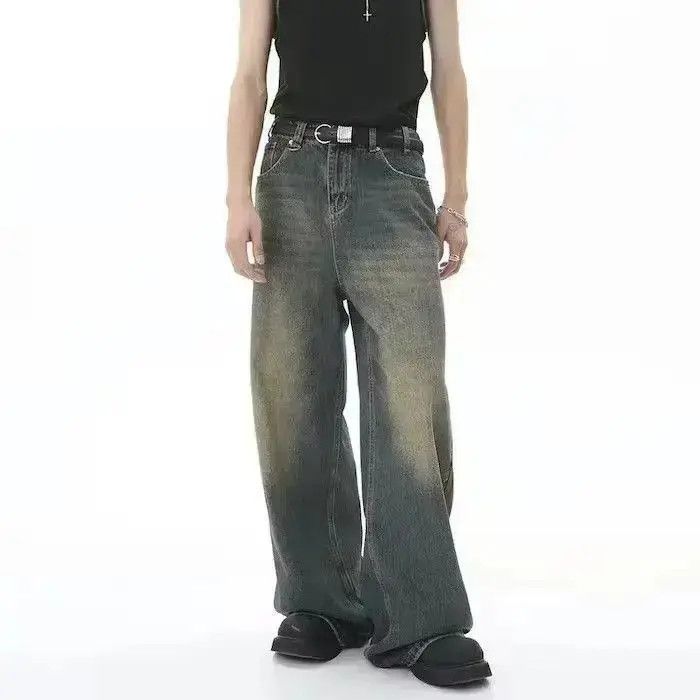 Japanese Brand Vintage Distressed Loose Wide Leg Mopping Jeans Size US 32 / EU 48 - 3 Thumbnail