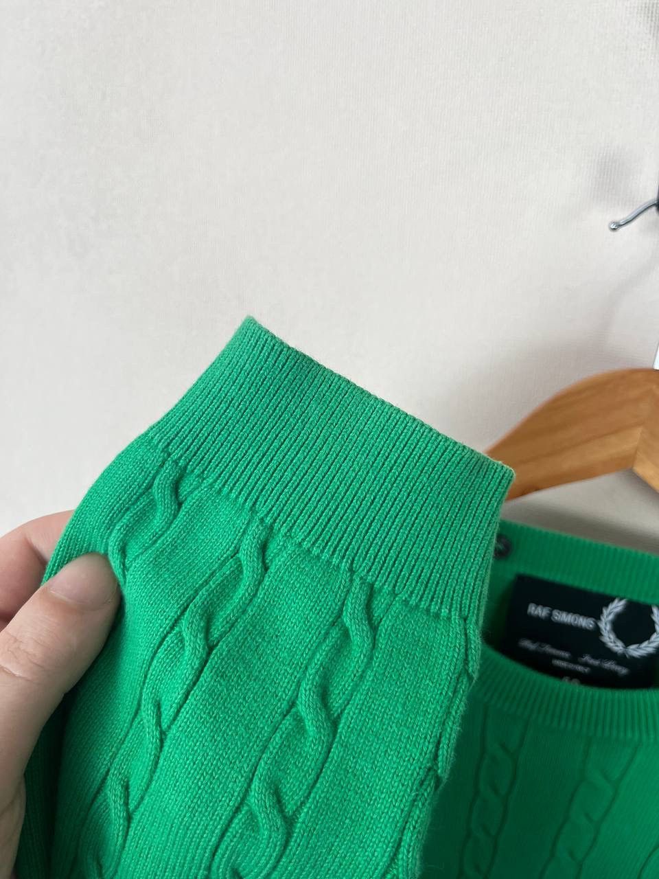 Fred Perry × Raf Simons Fred Perry Raf Simons Green Cable-Knit Crew Neck Sweater Size US M / EU 48-50 / 2 - 7 Thumbnail