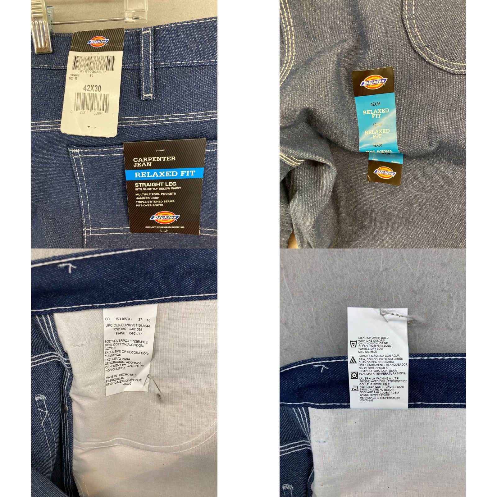 Dickies Dickies Relaxed Fit Straight Leg Jeans 42x30 Blue Denim Work Pants NWT Mens Size US 42 / EU 58 - 8 Thumbnail