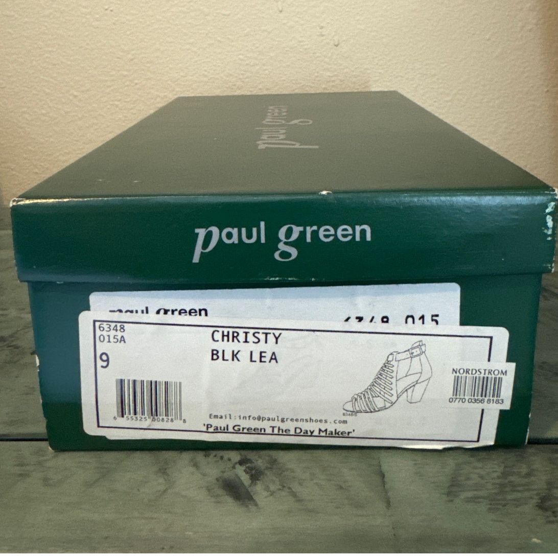 Other Paul Green Sz 9 Christy Black Leather 3 1/2" Gladiator Heels Size US 9 / IT 39 - 3 Thumbnail