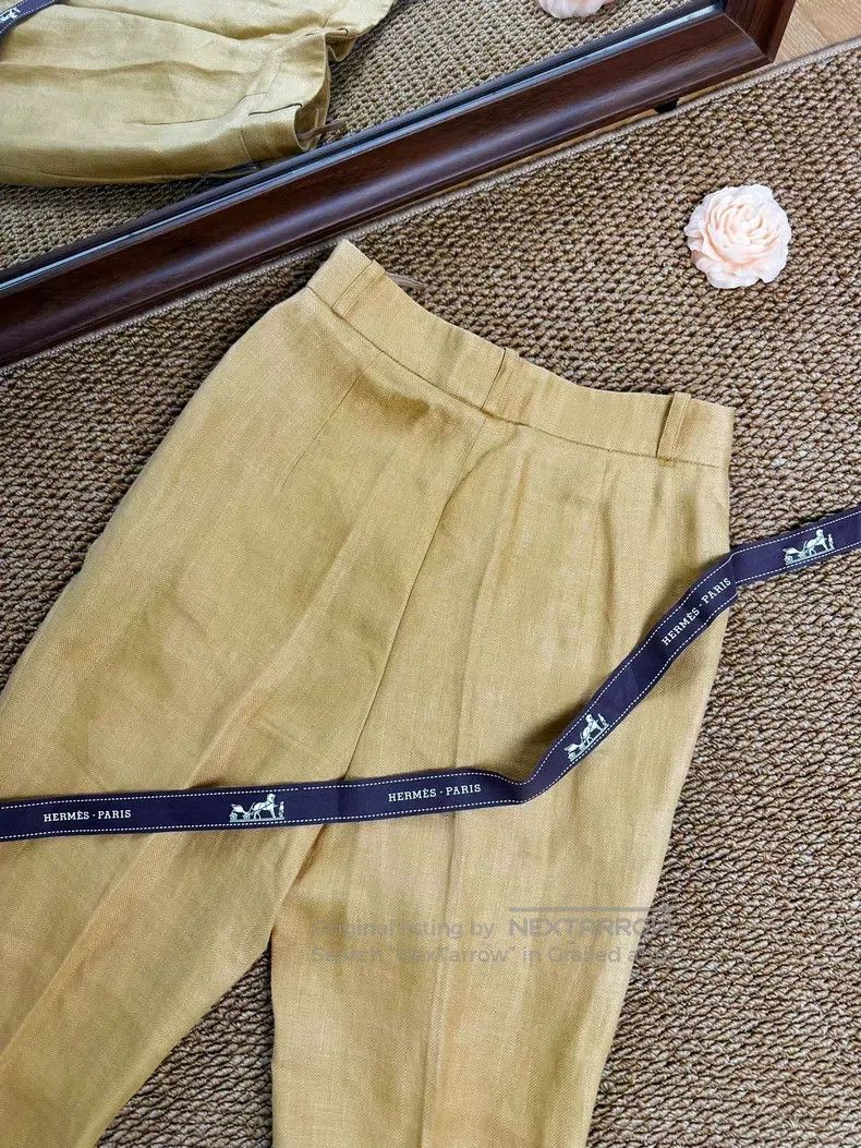 Hermes Hermes Solid Color Side Buttoned Linen Straight Leg Casual Size 26" / US 2 / IT 38 - 5 Thumbnail