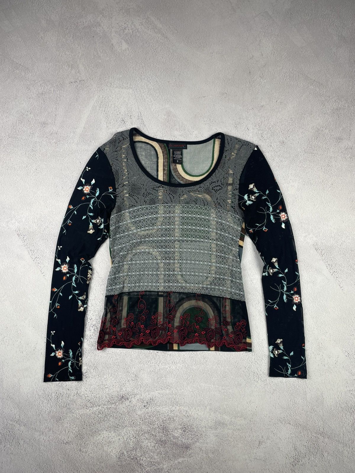 Custo Barcelona × Vintage Custo Barcelona Women’s Vintage Mesh Top Floral Geometric S Size S / US 4 / IT 40 - 1 Thumbnail
