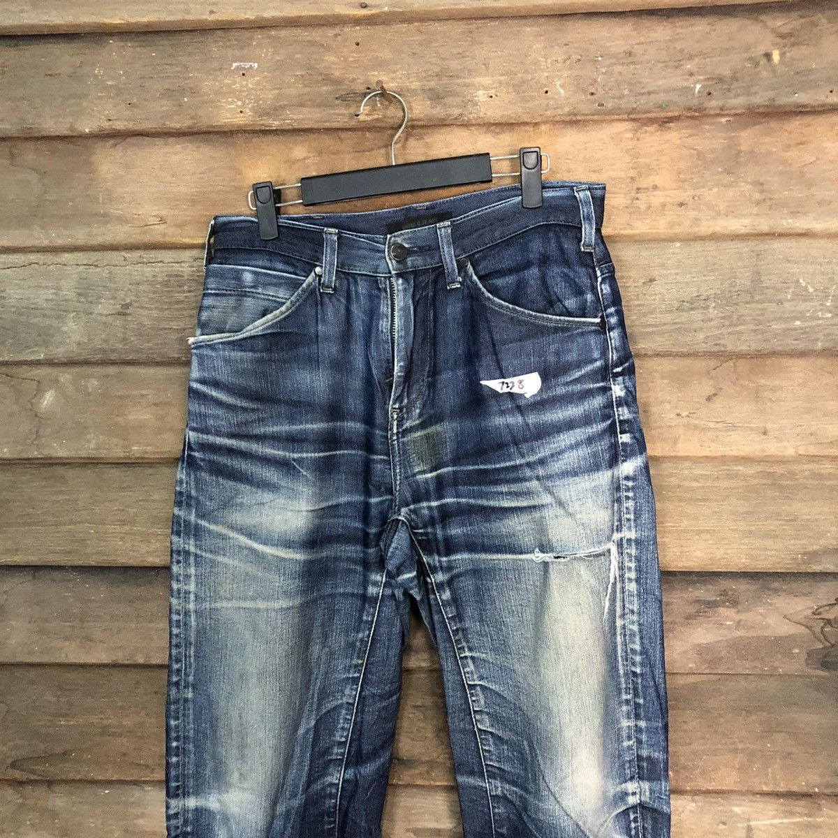 Japanese Brand Uniqlo Jeans Blue faded Distressed Denim Pants #7328 Size US 27 - 2 Thumbnail