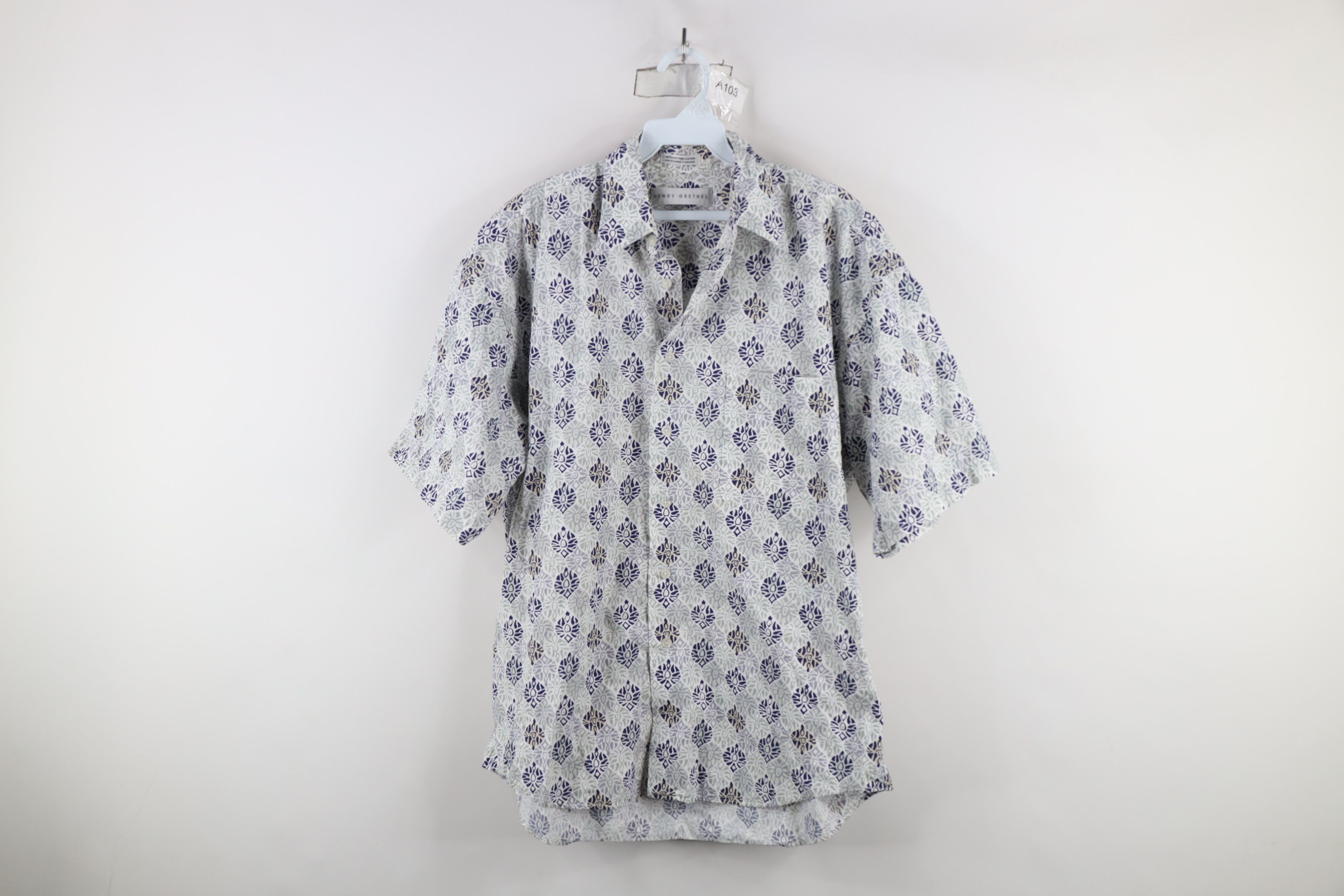 Vintage Vintage 90s Streetwear Geometric Luau Beach Button Shirt Size US M / EU 48-50 / 2 - 1 Thumbnail
